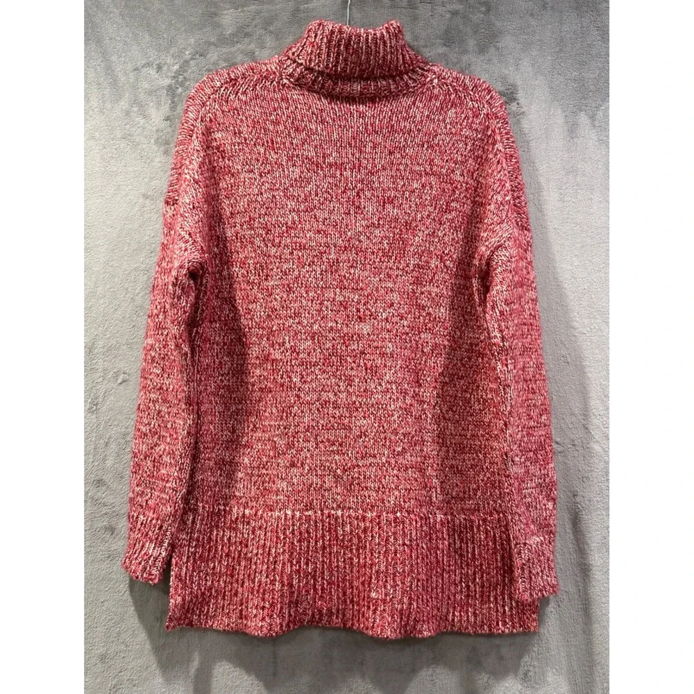 J.Crew Womens Red Marled Wool Mohair Blend Turtleneck Marled Sweater Size M Cozy